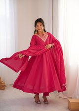 Heavy Roman Shimmer Silk Anarkali Suit Set with Dori, Zari & Sequence Work – 4 Meter Flare Gown