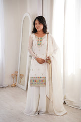 Premium Crunchy Silk Sharara Suit Set with Heavy Embroidery & Sequins Work – Fully Stitched Ethnic Party Wear