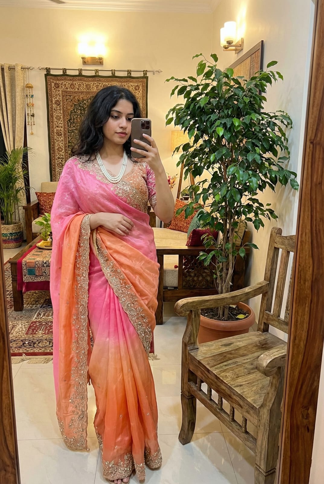 Designer Wedding Wear Satin Saree with 3mm Sequence Work & Fully Stitched Heavy Jhal Blouse