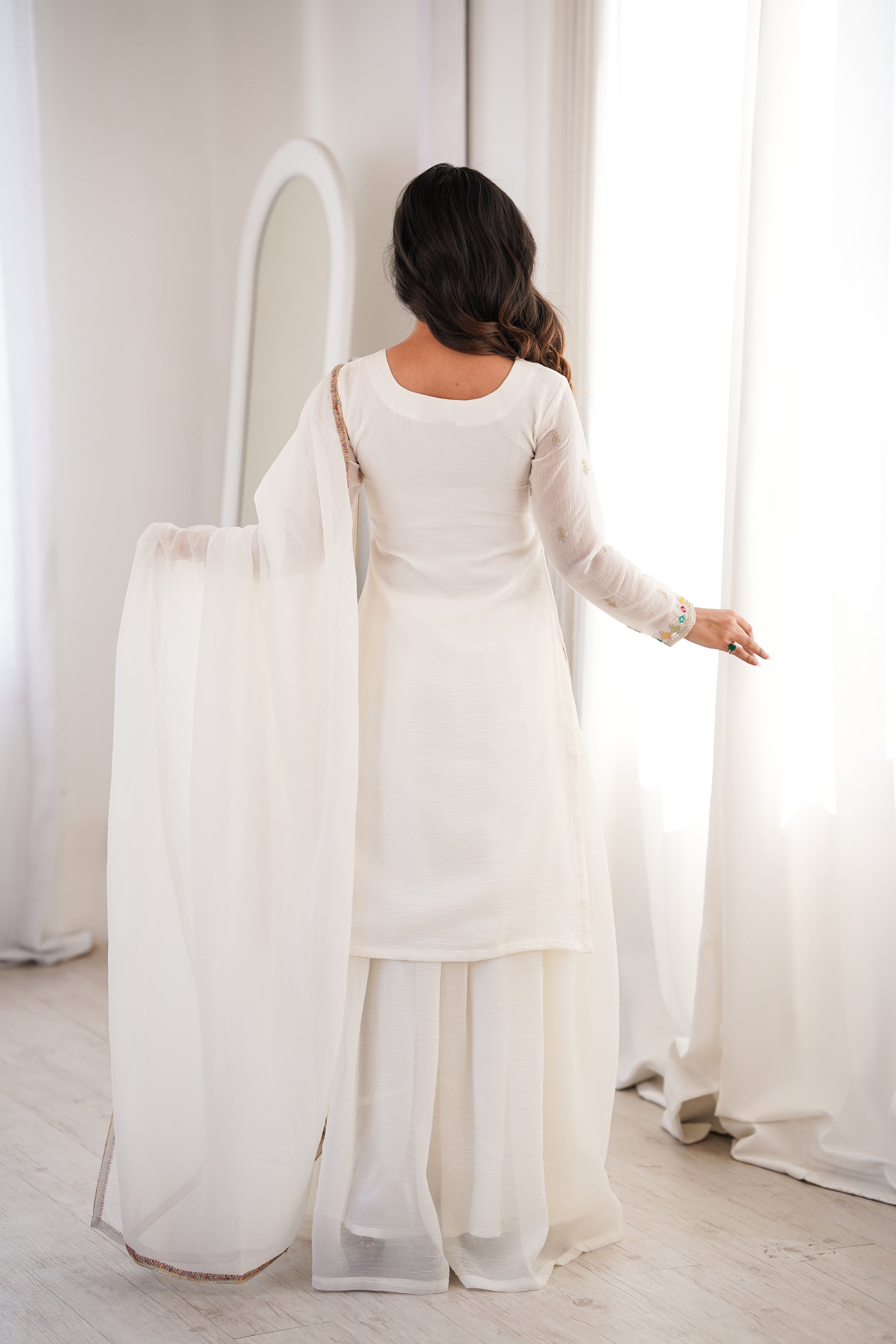 Premium Crunchy Silk Sharara Suit Set with Heavy Embroidery & Sequins Work – Fully Stitched Ethnic Party Wear