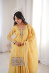Premium Crunchy Silk Sharara Suit Set with Heavy Embroidery & Sequins Work – Fully Stitched Ethnic Party Wear