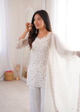 Elegant Embroidered Crunchy Silk Straight Kurta Set with Bell Bottom Palazzo