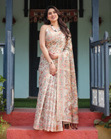 Premium Handloom Floral Saree with Heritage Bird Motif Pallu and Tassels