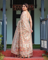 Premium Handloom Floral Saree with Heritage Bird Motif Pallu and Tassels