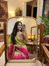 Designer Wedding Wear Satin Saree with 3mm Sequence Work & Fully Stitched Heavy Jhal Blouse