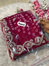 Premium Georgette Multi Colour Bandhani Saree with Intricate Pitta & Sequence Work
