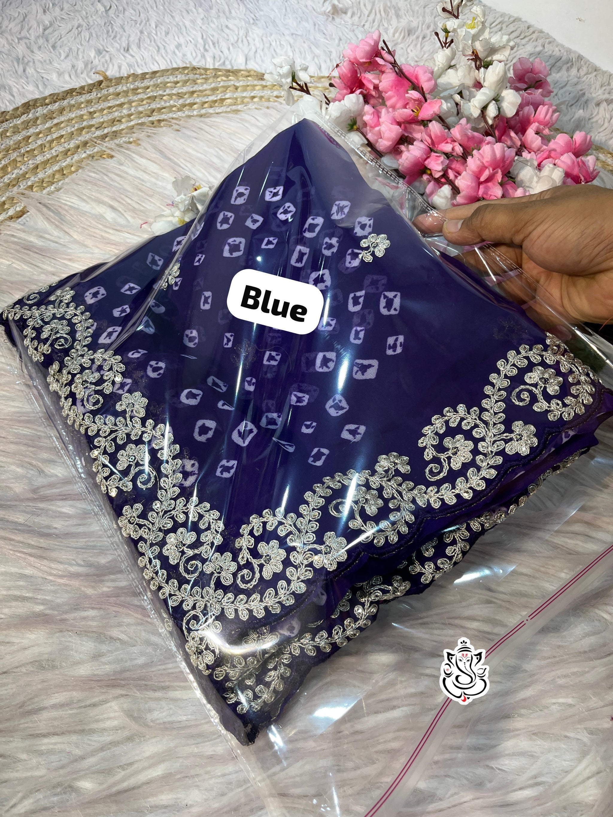 Premium Georgette Multi Colour Bandhani Saree with Intricate Pitta & Sequence Work