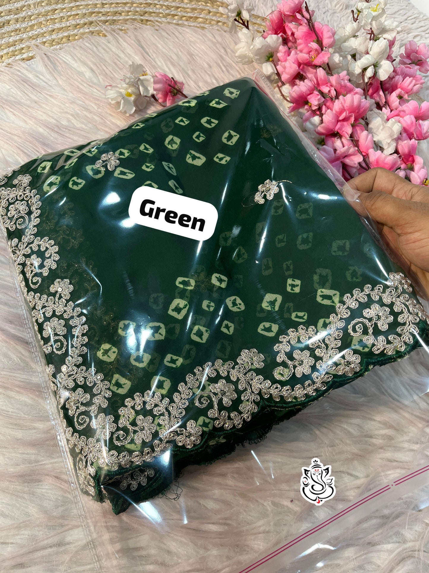 Premium Georgette Multi Colour Bandhani Saree with Intricate Pitta & Sequence Work