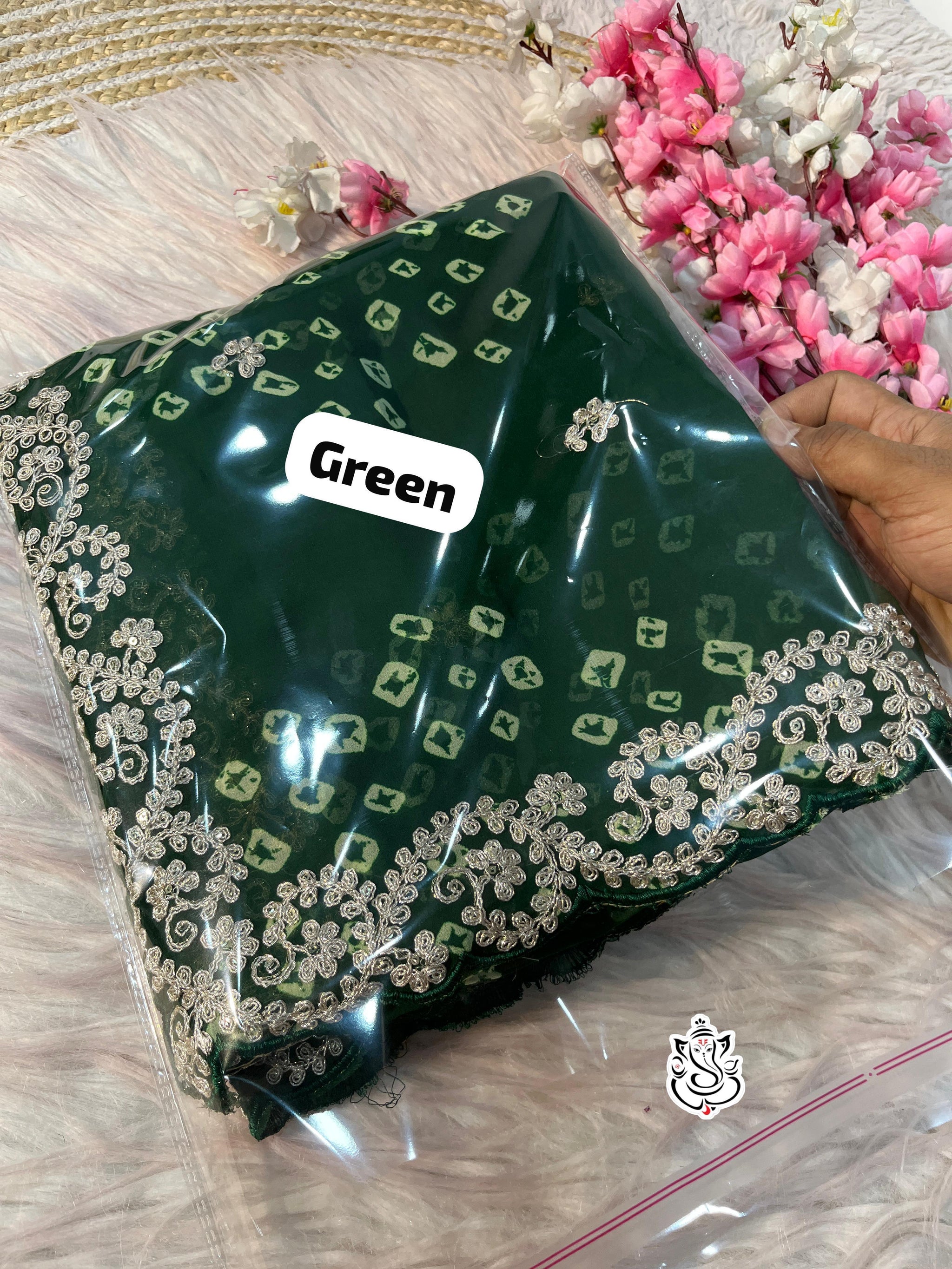 Premium Georgette Multi Colour Bandhani Saree with Intricate Pitta & Sequence Work