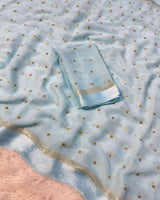 Premium Viscose Georgette Designer Saree Featuring Elegant Embroidery for Weddings and Parties