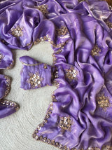 Handcrafted Space Silk Saree with Sequin & Bead Embellishments | Scalloped Border Work