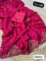 HO Silk Saree with Zardozi Handwork & Khatli Cut Work Border