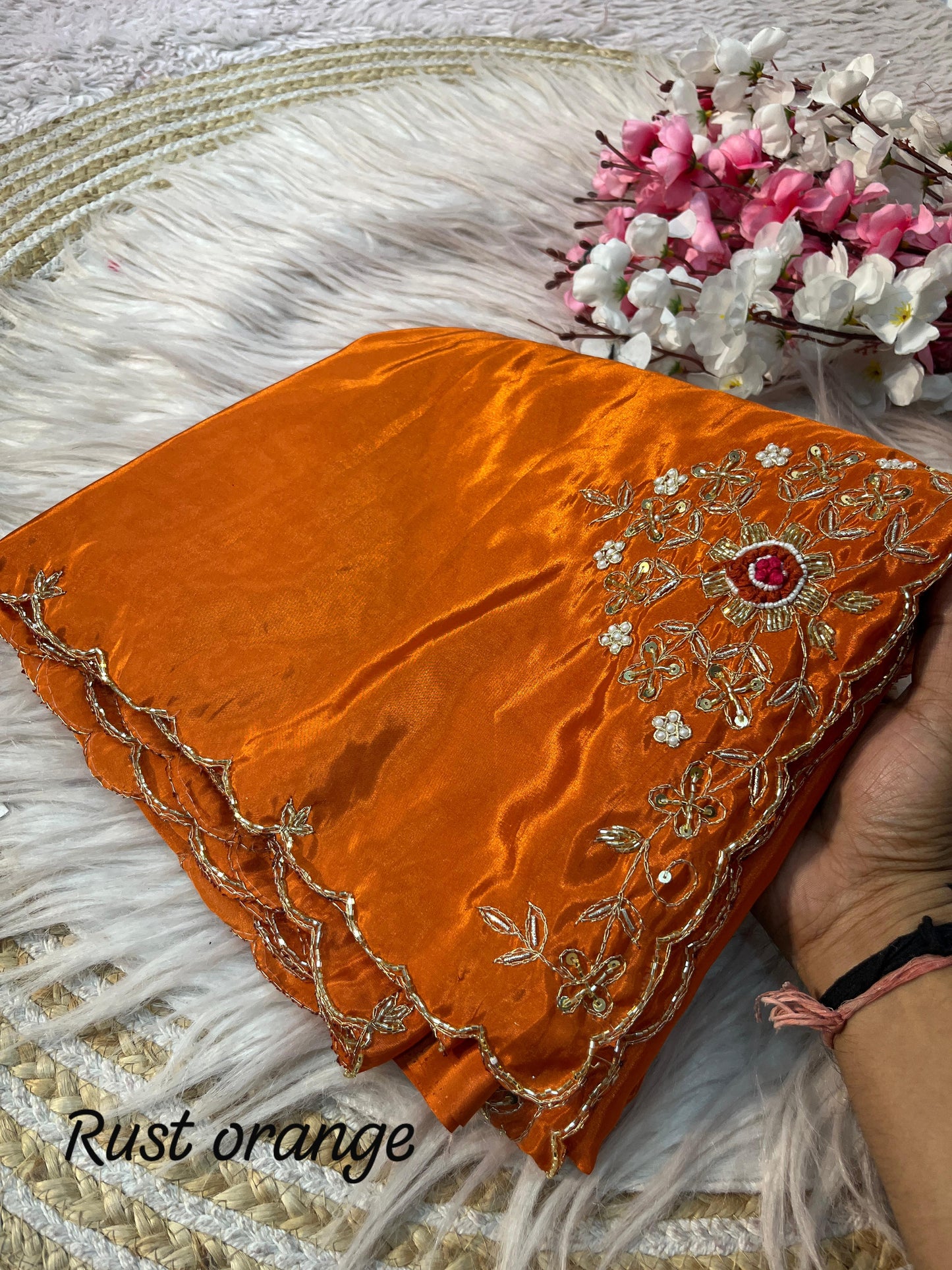 HO Silk Saree with Zardozi Handwork & Khatli Cut Work Border