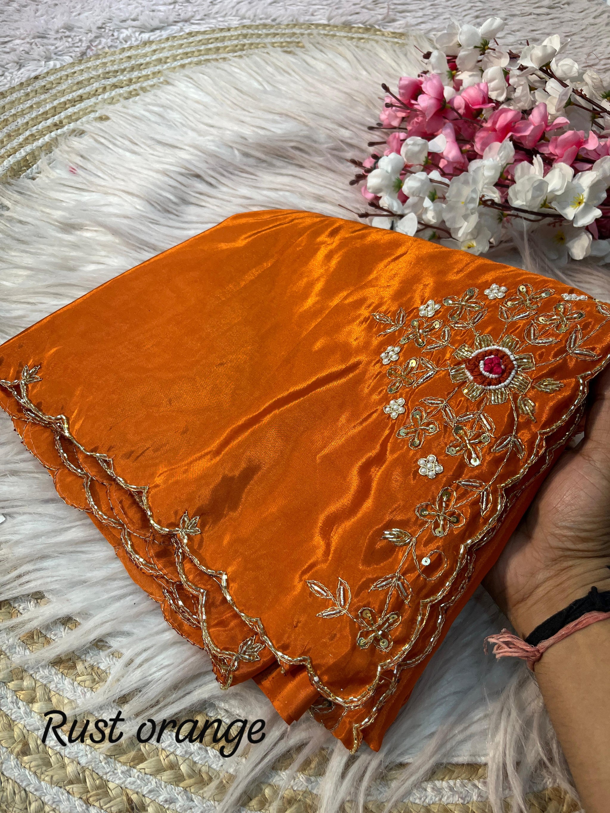HO Silk Saree with Zardozi Handwork & Khatli Cut Work Border