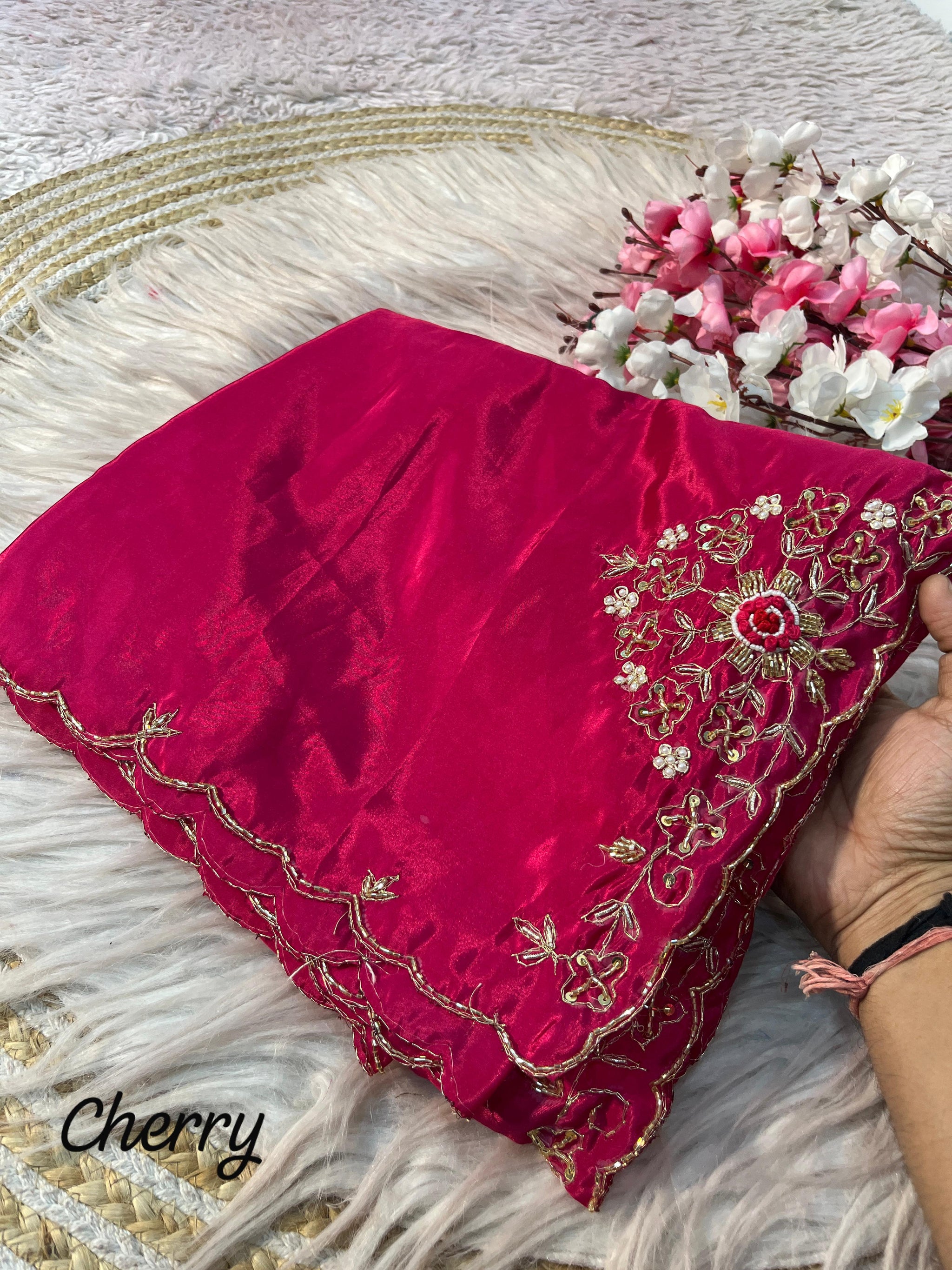 HO Silk Saree with Zardozi Handwork & Khatli Cut Work Border