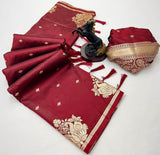 Rajlaxmi Paithani Soft Banarasi Silk Saree with Zari Weaving Swan Motifs & Designer Pallu