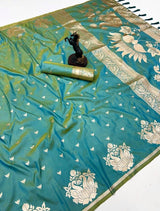 Rajlaxmi Paithani Soft Banarasi Silk Saree with Zari Weaving Swan Motifs & Designer Pallu