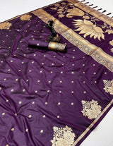 Rajlaxmi Paithani Soft Banarasi Silk Saree with Zari Weaving Swan Motifs & Designer Pallu