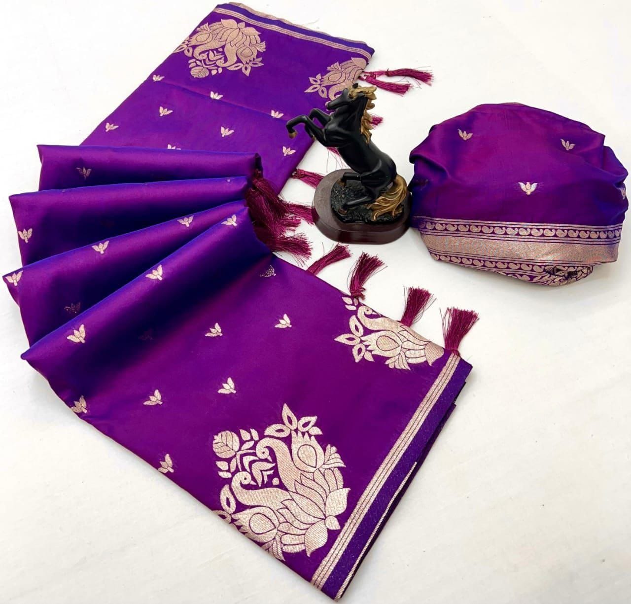 Rajlaxmi Paithani Soft Banarasi Silk Saree with Zari Weaving Swan Motifs & Designer Pallu