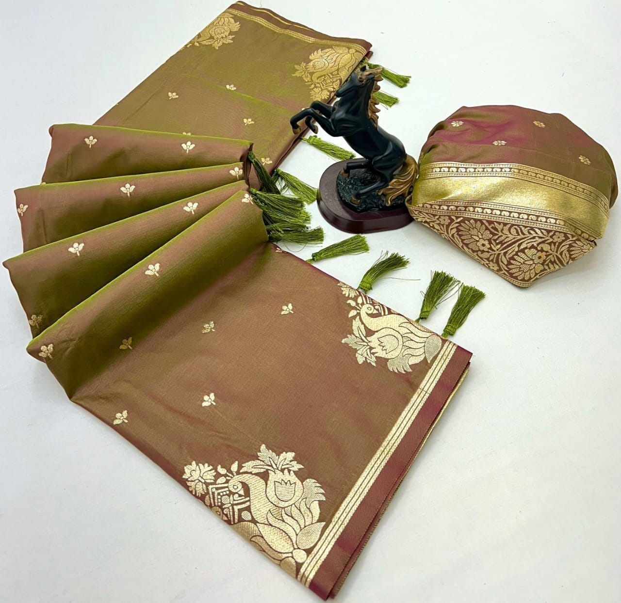 Rajlaxmi Paithani Soft Banarasi Silk Saree with Zari Weaving Swan Motifs & Designer Pallu