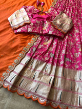 Muniya Border Paithani Lehenga Choli | Dola Silk Weaving Zari Work with Cutwork Chinon Dupatta