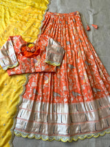 Muniya Border Paithani Lehenga Choli | Dola Silk Weaving Zari Work with Cutwork Chinon Dupatta