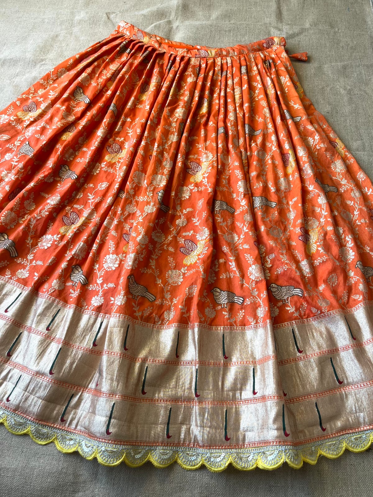 Muniya Border Paithani Lehenga Choli | Dola Silk Weaving Zari Work with Cutwork Chinon Dupatta