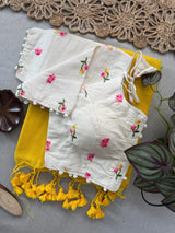 Khadi Cotton Saree with Embroidered and Padded Aura Cotton Stitch Blouse