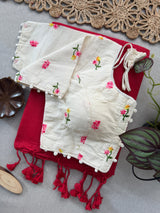 Khadi Cotton Saree with Embroidered and Padded Aura Cotton Stitch Blouse