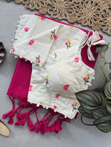 Khadi Cotton Saree with Embroidered and Padded Aura Cotton Stitch Blouse