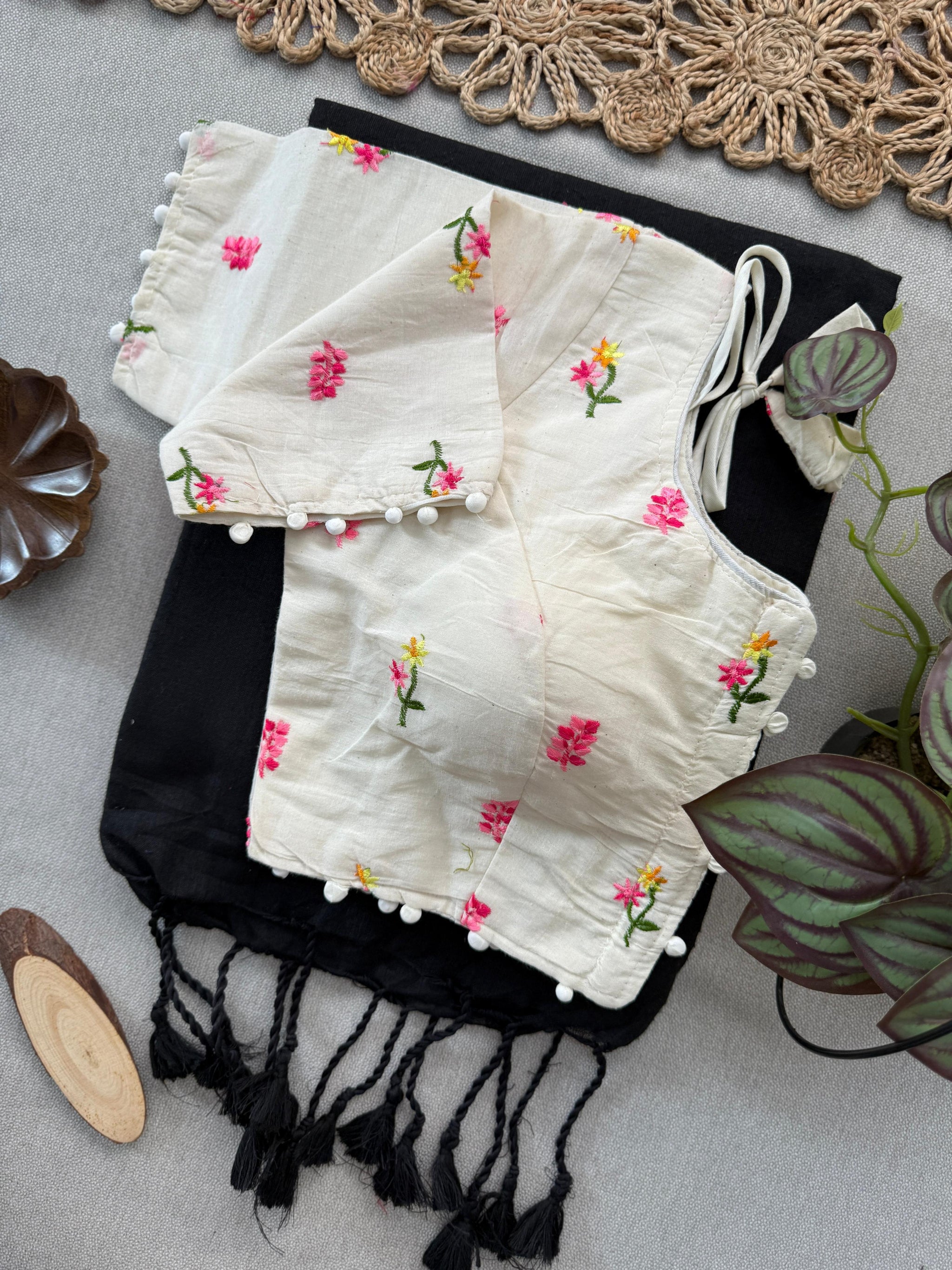 Khadi Cotton Saree with Embroidered and Padded Aura Cotton Stitch Blouse