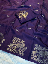 Premium Muslin Silk Shaded Saree with Woven Traditional Motifs & Running Blouse