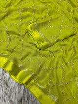 Pure Viscose Georgette Saree with Zari & Sequins Jaal Work and Satin Patta Border