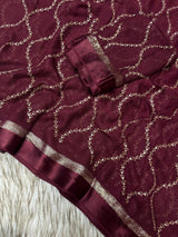 Pure Viscose Georgette Saree with Zari & Sequins Jaal Work and Satin Patta Border