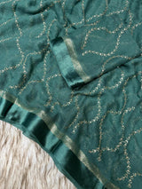 Pure Viscose Georgette Saree with Zari & Sequins Jaal Work and Satin Patta Border