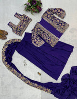 Ready-to-Wear Chinon Drape Saree with Fully Embroidered Koti and Stitched Blouse