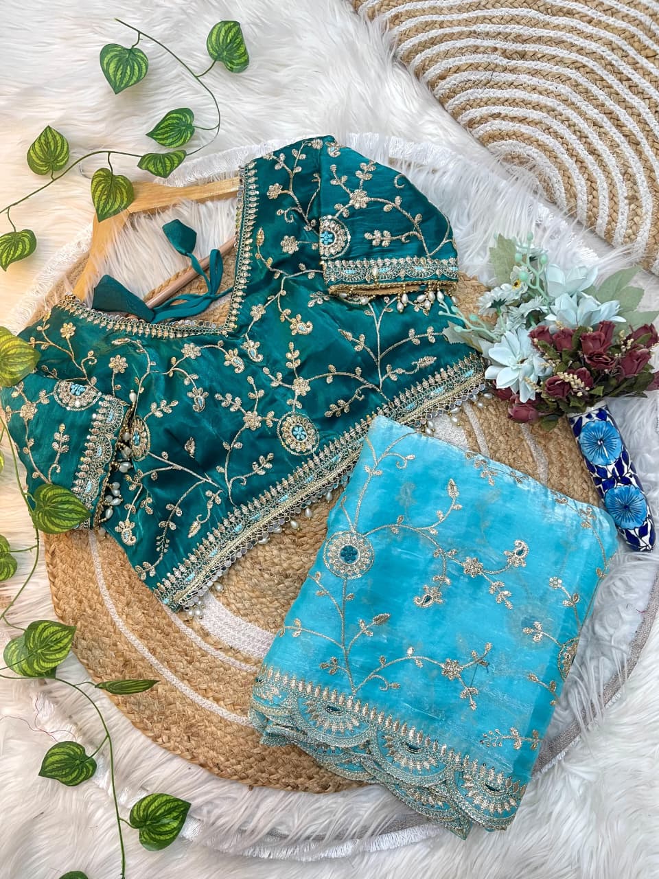 Premium Fendy Satin Silk Saree with 3mm Sequin Embroidery & Cutwork Border | Designer Party Wear