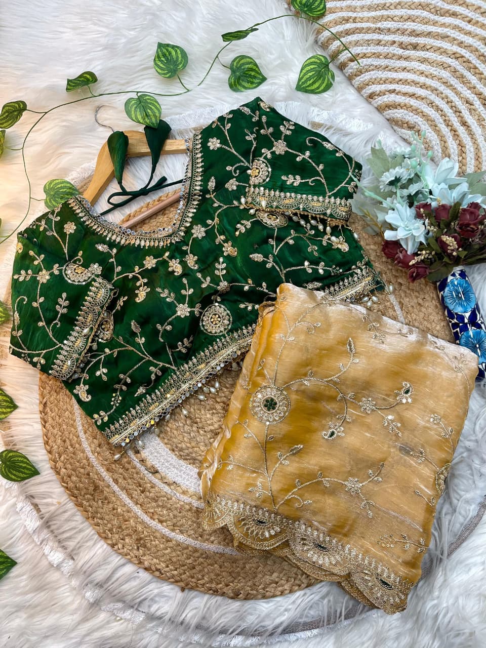 Premium Fendy Satin Silk Saree with 3mm Sequin Embroidery & Cutwork Border | Designer Party Wear