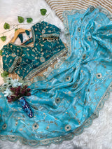 Premium Fendy Satin Silk Saree with 3mm Sequin Embroidery & Cutwork Border | Designer Party Wear