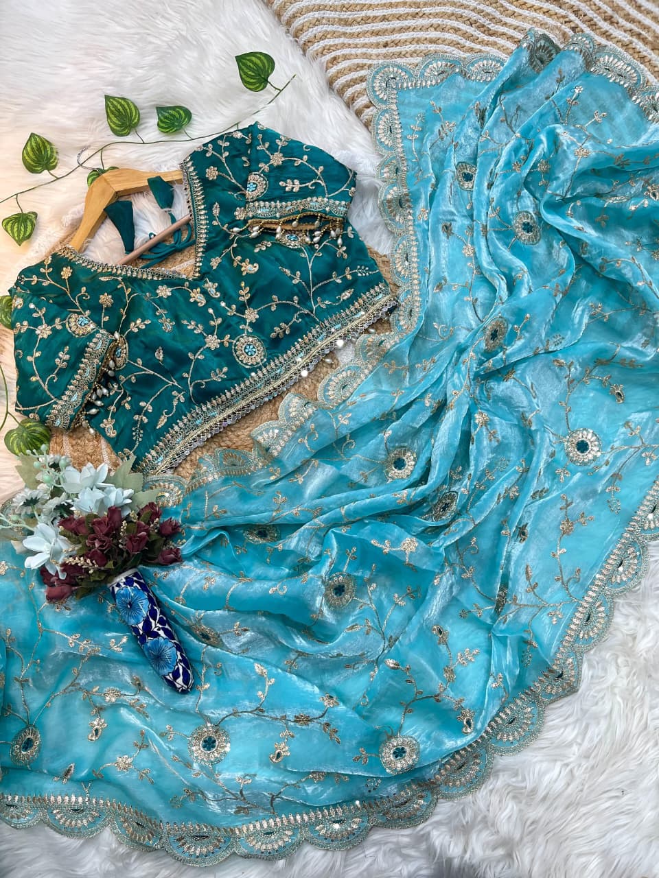 Premium Fendy Satin Silk Saree with 3mm Sequin Embroidery & Cutwork Border | Designer Party Wear