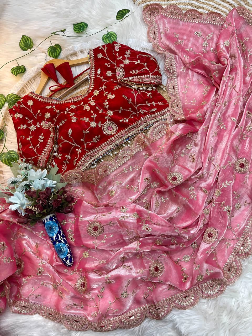 Premium Fendy Satin Silk Saree with 3mm Sequin Embroidery & Cutwork Border | Designer Party Wear