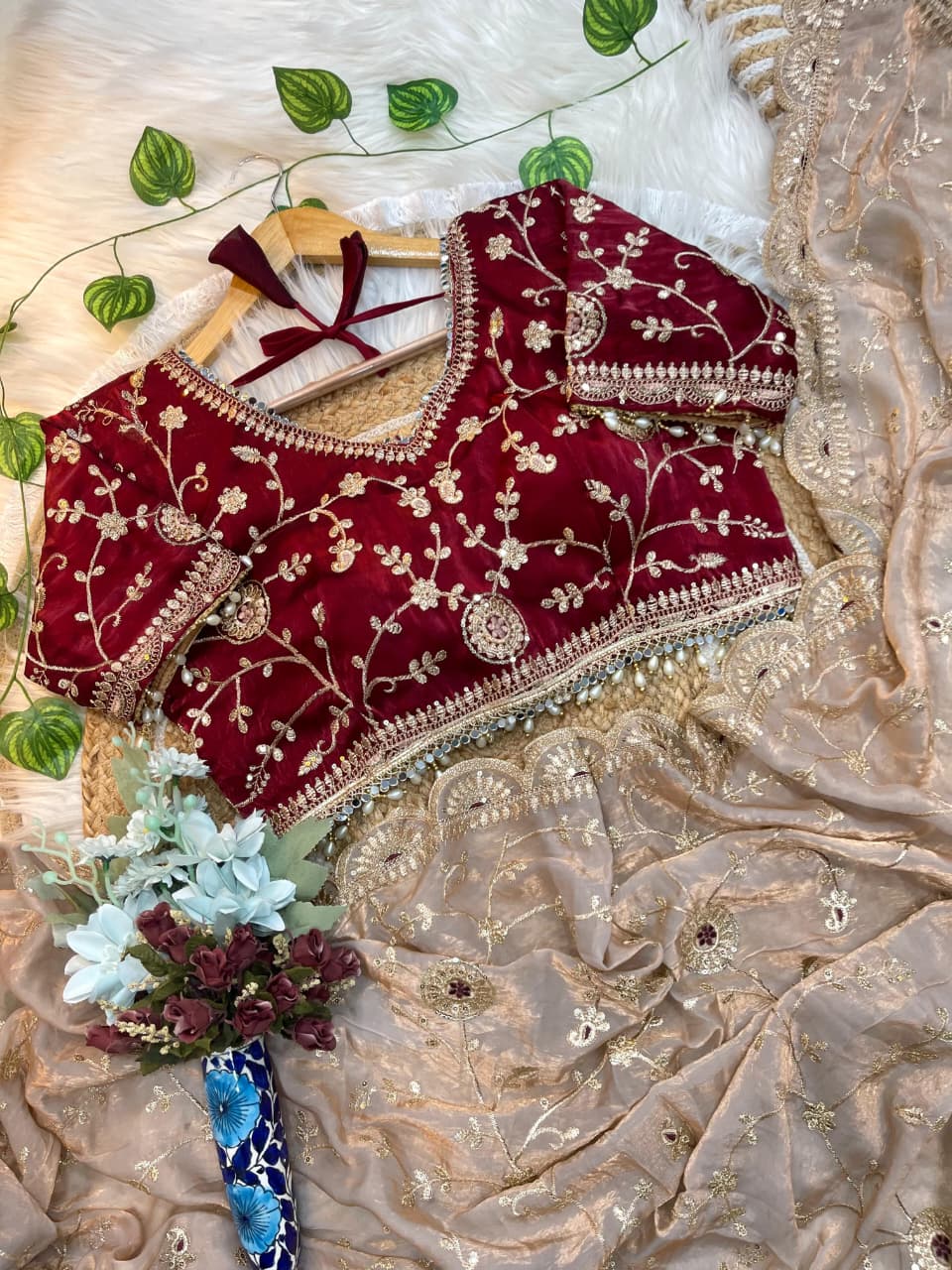 Premium Fendy Satin Silk Saree with 3mm Sequin Embroidery & Cutwork Border | Designer Party Wear