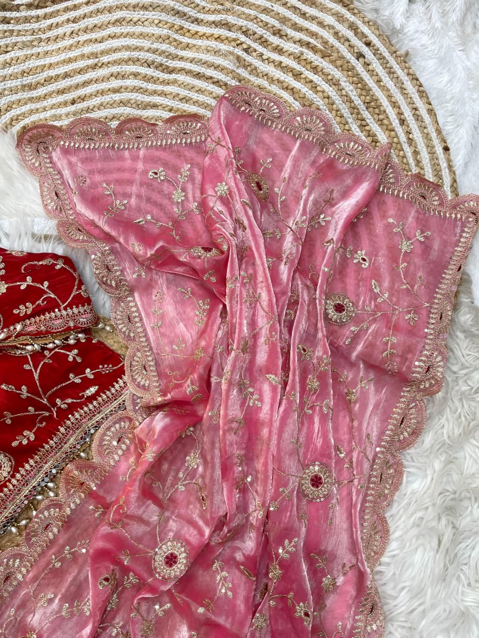 Premium Fendy Satin Silk Saree with 3mm Sequin Embroidery & Cutwork Border | Designer Party Wear