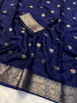 Soft Viscose Crepe Silk Saree with Traditional Zari Border and Floral Buti Work