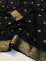 Soft Viscose Crepe Silk Saree with Traditional Zari Border and Floral Buti Work