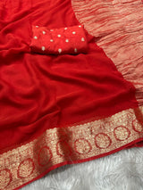 Premium Viscose Georgette Saree with Elegant Pallu & Jacquard Blouse