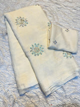 Fancy Crush Fabric Saree with Handwork Butti C Pallu and Running Blouse