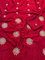 Fancy Crush Fabric Saree with Handwork Butti C Pallu and Running Blouse