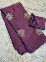 Fancy Crush Fabric Saree with Handwork Butti C Pallu and Running Blouse