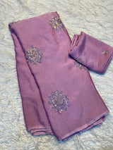 Fancy Crush Fabric Saree with Handwork Butti C Pallu and Running Blouse